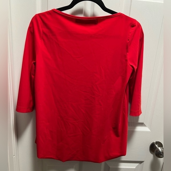 Porto | Red 3/4 Sleeve Blouse Curved Hem‎ Sz 0/US 4 - Picture 2 of 7